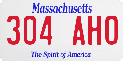 MA license plate 304AH0