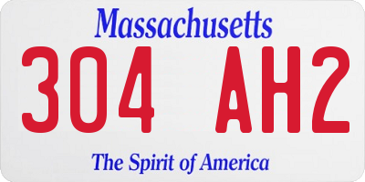 MA license plate 304AH2