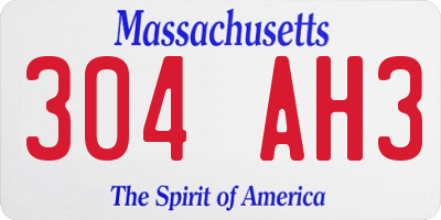 MA license plate 304AH3