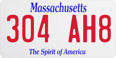 MA license plate 304AH8