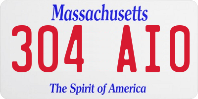 MA license plate 304AI0