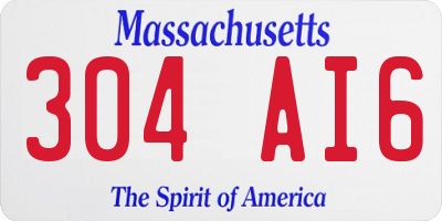MA license plate 304AI6