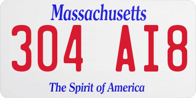MA license plate 304AI8