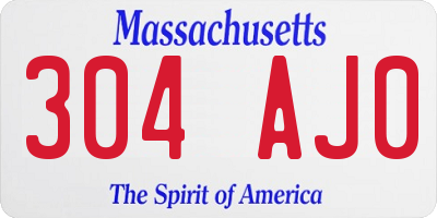 MA license plate 304AJ0