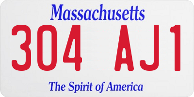 MA license plate 304AJ1