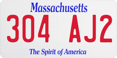 MA license plate 304AJ2