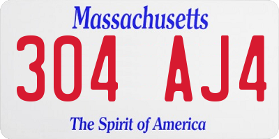 MA license plate 304AJ4