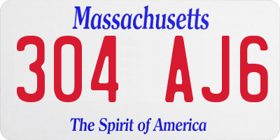 MA license plate 304AJ6