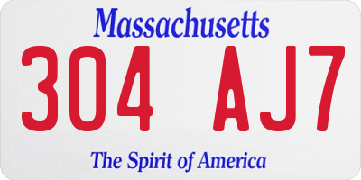 MA license plate 304AJ7