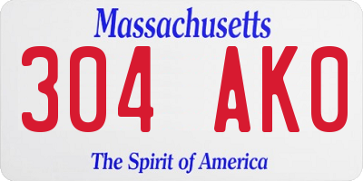 MA license plate 304AK0