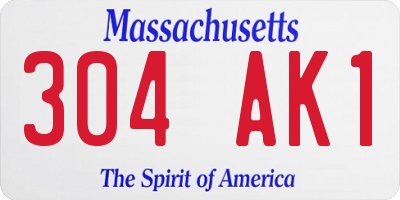 MA license plate 304AK1