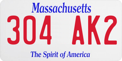 MA license plate 304AK2