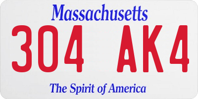 MA license plate 304AK4