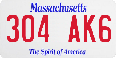 MA license plate 304AK6
