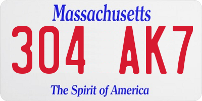 MA license plate 304AK7