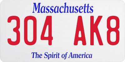 MA license plate 304AK8