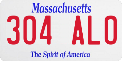 MA license plate 304AL0