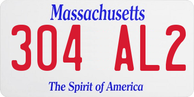 MA license plate 304AL2