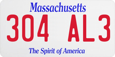 MA license plate 304AL3