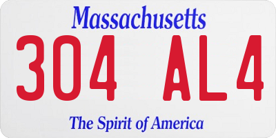MA license plate 304AL4