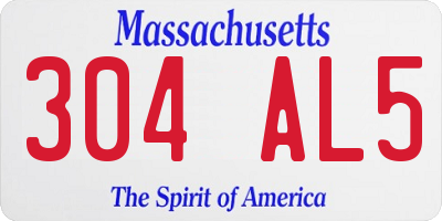MA license plate 304AL5