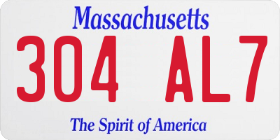 MA license plate 304AL7