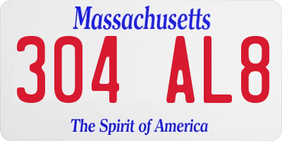 MA license plate 304AL8