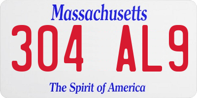 MA license plate 304AL9