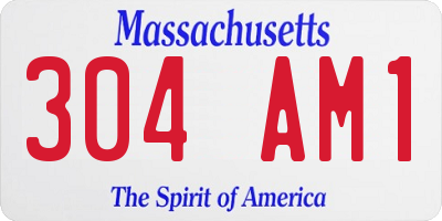 MA license plate 304AM1