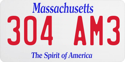 MA license plate 304AM3