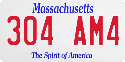 MA license plate 304AM4