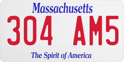 MA license plate 304AM5
