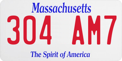 MA license plate 304AM7