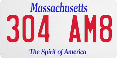 MA license plate 304AM8