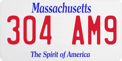 MA license plate 304AM9