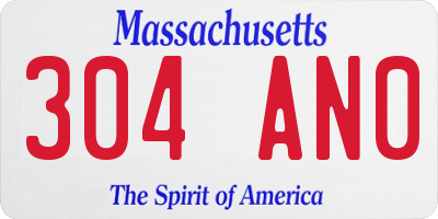 MA license plate 304AN0