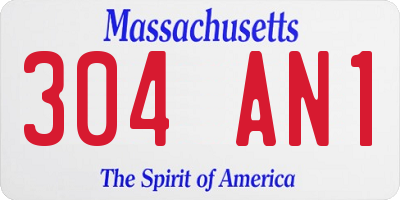 MA license plate 304AN1