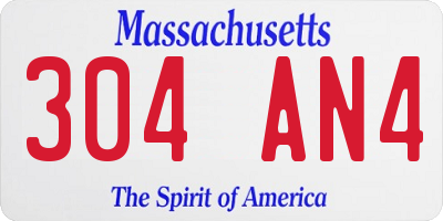 MA license plate 304AN4