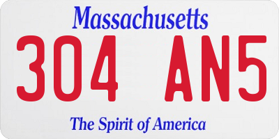 MA license plate 304AN5