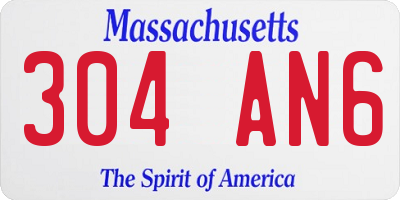 MA license plate 304AN6