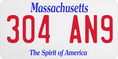 MA license plate 304AN9