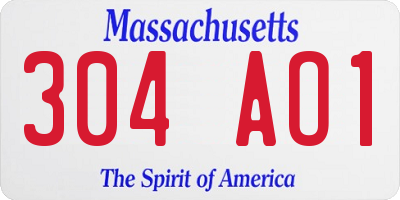 MA license plate 304AO1