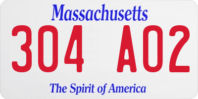 MA license plate 304AO2