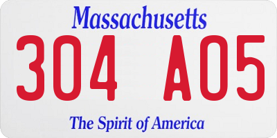 MA license plate 304AO5