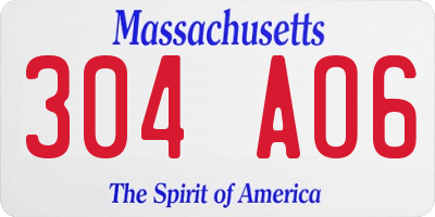 MA license plate 304AO6