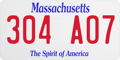 MA license plate 304AO7