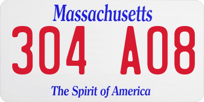 MA license plate 304AO8