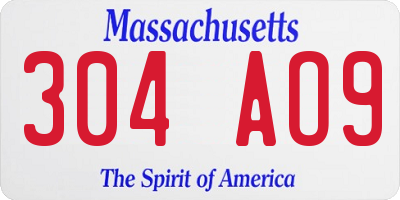 MA license plate 304AO9