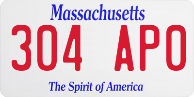 MA license plate 304AP0