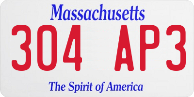 MA license plate 304AP3